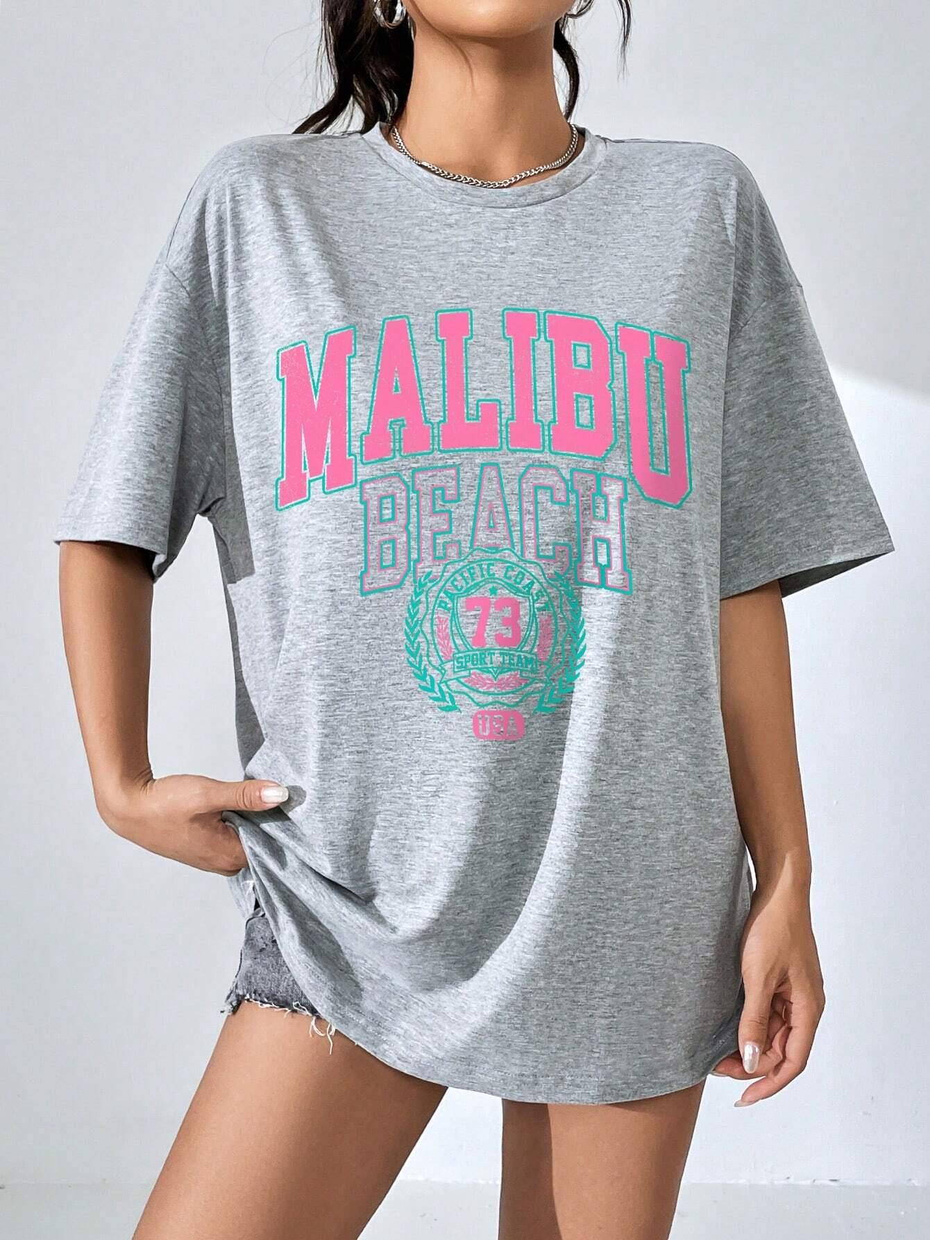 Malibu plage lettre impression - Streetwear Brand Shirts avis et prix
