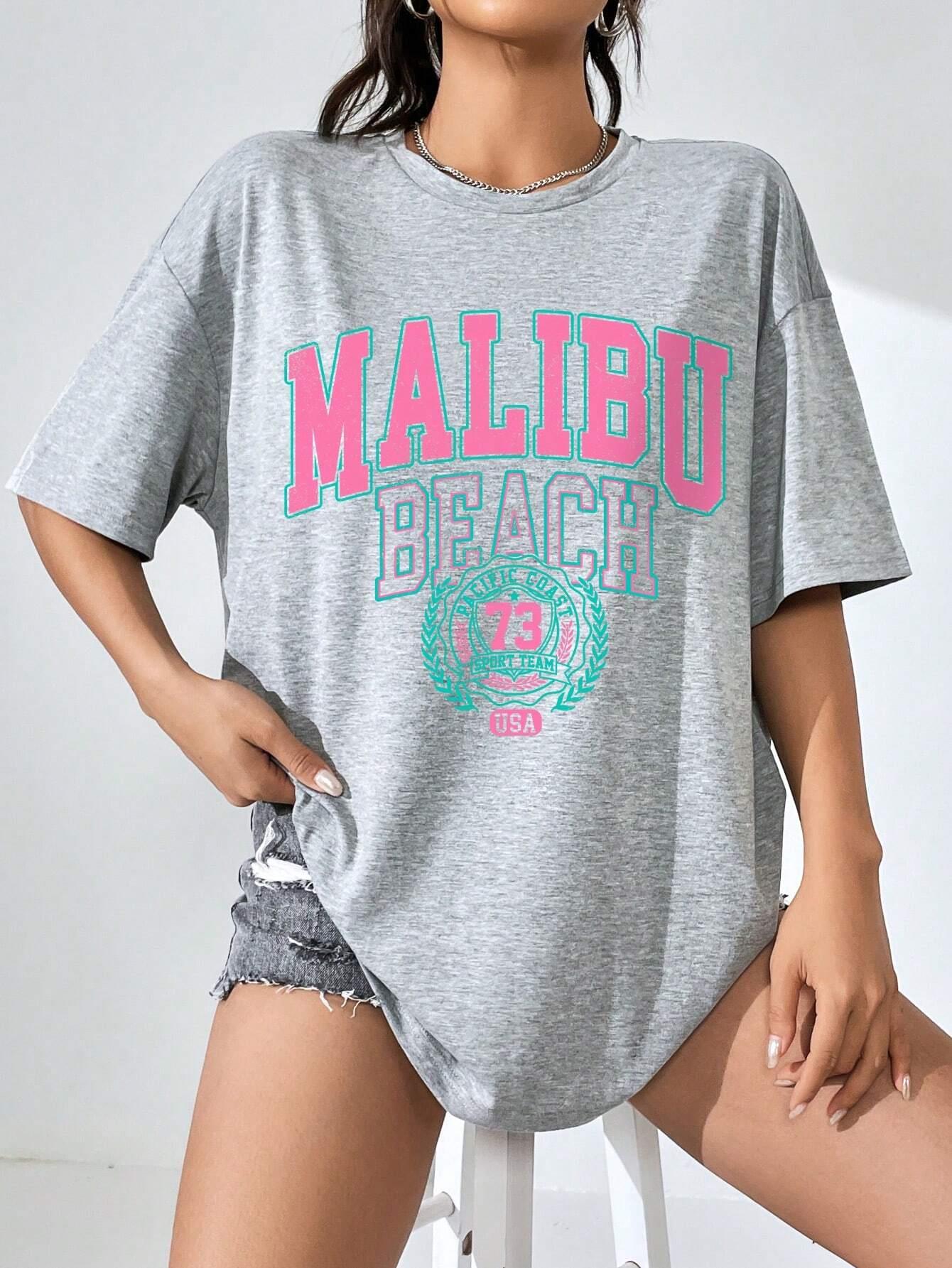 Malibu plage lettre impression - Streetwear Brand Shirts avis et prix