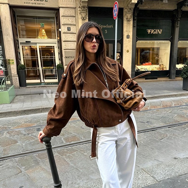 Nouvelle Veste en Daim Marron  - Streetwear Girl Brand avis et prix