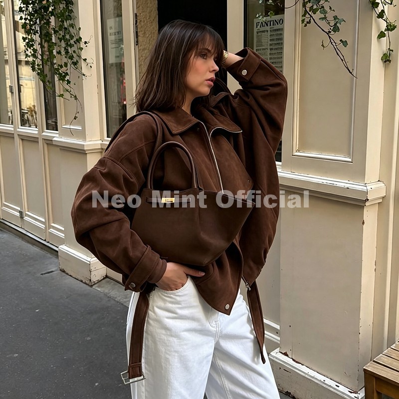 Nouvelle Veste en Daim Marron  - Streetwear Girl Brand avis et prix